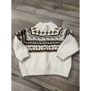 Zara Baby Fair Isle Sweater Chunky 18-24 Months Cream and Browns